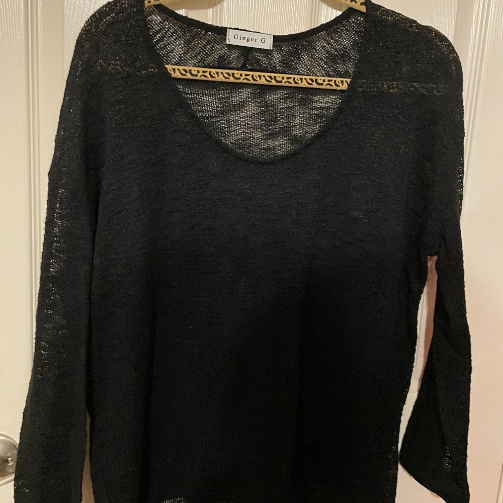 Ginger G Black knitted see-thru long sleeve Size L